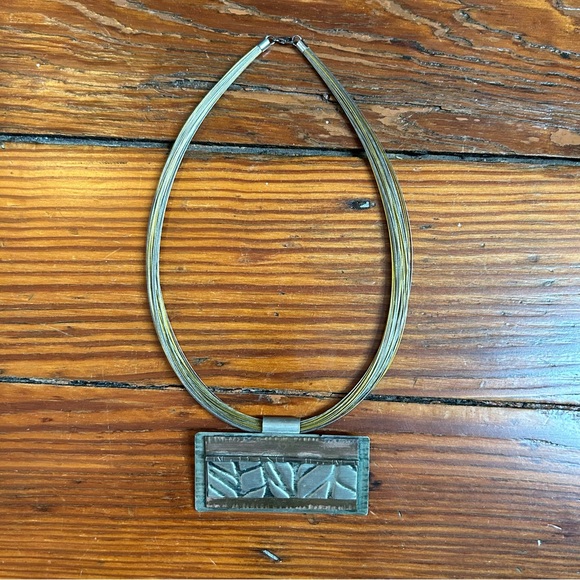 Handcrafted Unique Metal and Wire Necklace - Picture 5 of 9